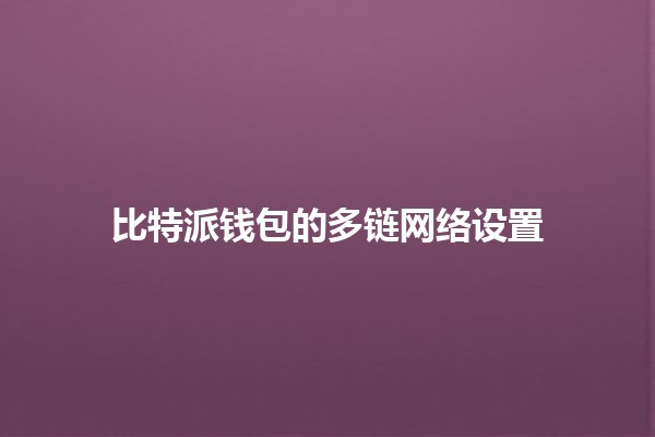 比特派钱包的多链网络设置 🪙🌐