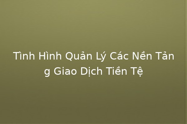 Tình Hình Quản Lý Các Nền Tảng Giao Dịch Tiền Tệ 💱🔍