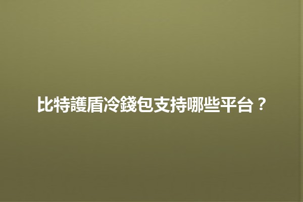 比特護盾冷錢包支持哪些平台？💼🔐